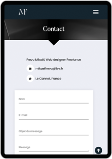 Image réprésentant le mockup du site en format tablette | Mikael Freva, Web designer & Developpeur Web Freelance à Cannes, Le Cannet
