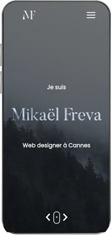 Image réprésentant le mockup du site en format téléphone | Mikael Freva, Web designer & Developpeur Web Freelance à Cannes, Le Cannet